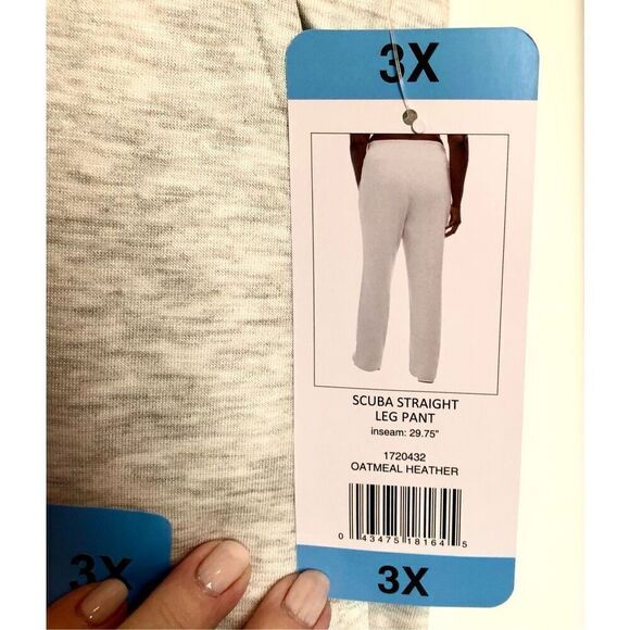 DANSKIN - NWT - L Sz 3X Scuba Pants/Lounge Pants in Oatmeal Heather. So soft! - Picture 4 of 16